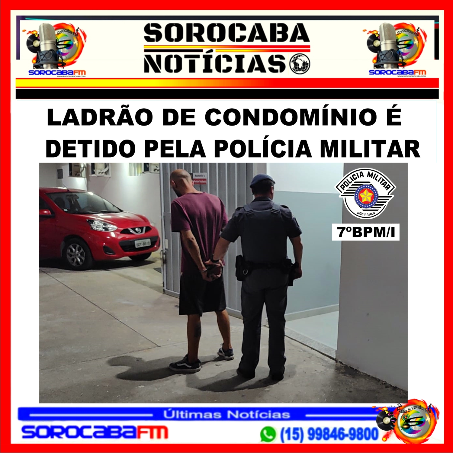 LADRÃO É DETIDO PELA POLÍCIA MILITAR FURTANDO HIDRANTE DE CONDOMÍNIO NA ZONA SUL DE SOROCABA